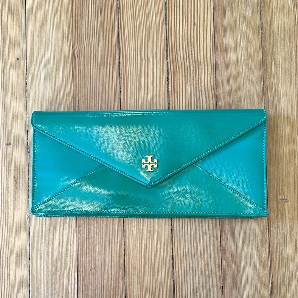 Tory Burch Green Leather Clutch